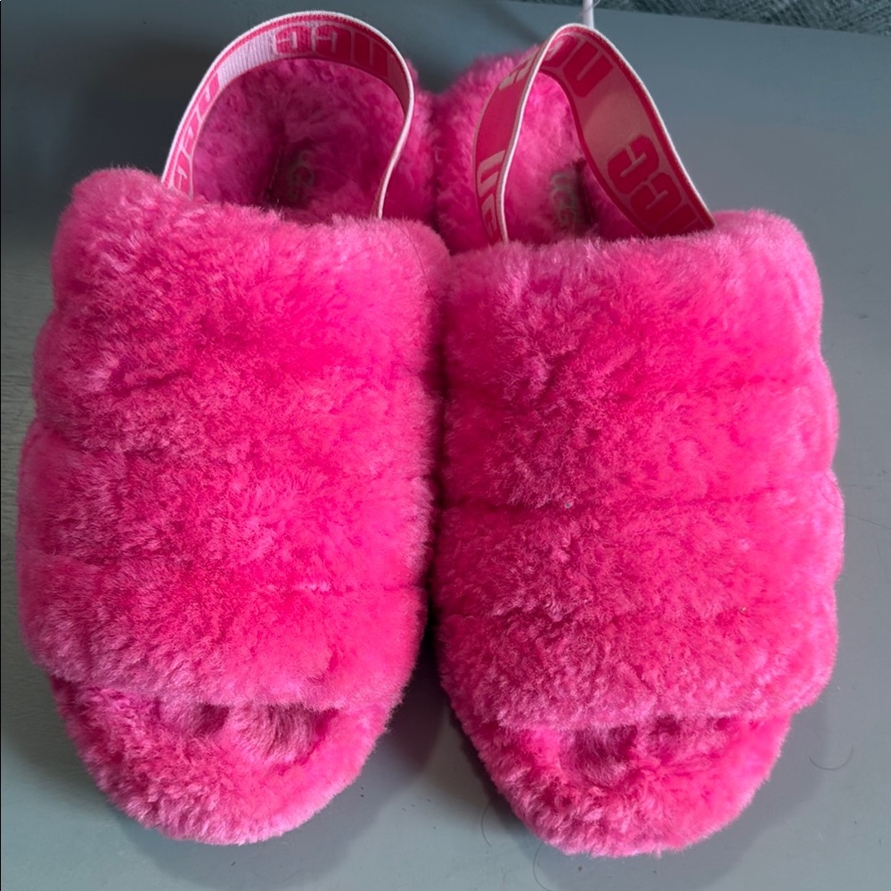 UGG Vibrant Pink Fluffy Slippers